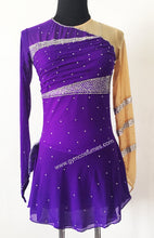 Lade das Bild in den Galerie-Viewer, Lila Schwarz Kürkleid Eiskunstlaufklei Rollkunstlaufen Tanzkleid Tanzmariechen