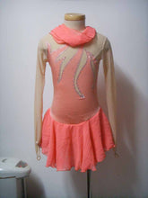 Lade das Bild in den Galerie-Viewer, Lachs Orange Kürkleid Eiskunstlaufklei Rollkunstlaufen Tanzkleid Tanzmariechen