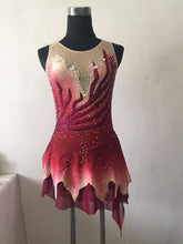 Lade das Bild in den Galerie-Viewer, Bordeau Kürkleid Eiskunstlaufklei Rollkunstlaufen Tanzkleid Tanzmariechen