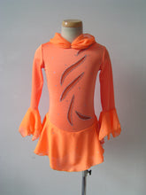 Lade das Bild in den Galerie-Viewer, Lachs Orange Kürkleid Eiskunstlaufklei Rollkunstlaufen Tanzkleid Tanzmariechen