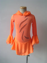 Lade das Bild in den Galerie-Viewer, Lachs Orange Kürkleid Eiskunstlaufklei Rollkunstlaufen Tanzkleid Tanzmariechen
