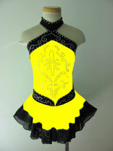 Lade das Bild in den Galerie-Viewer, Gelb Kürkleid Eiskunstlaufklei Rollkunstlaufen Tanzkleid Tanzmariechen