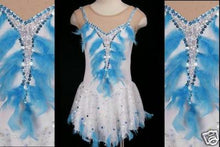 Lade das Bild in den Galerie-Viewer, Weiß Türkis  Kürkleid Eiskunstlaufkleid Rollkunstlaufen Tanzkleid Tanzmariechen