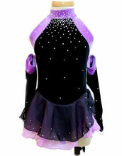 Lade das Bild in den Galerie-Viewer, - Schwarz Rollkunstlaufen Tanzkleid Kürkleid Eiskunstlaufkleid Tanzmariechen