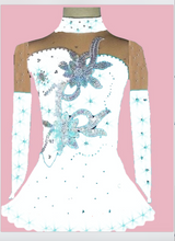Lade das Bild in den Galerie-Viewer, Weiß Eiskunstlaufkleid Rollkunstlaufen  Kürkleid Tanzkleid Tanzmariechen