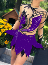 Lade das Bild in den Galerie-Viewer, Lila Rollkunstlaufen Tanzkleid Kürkleid Eiskunstlaufkleid Tanzmariechen