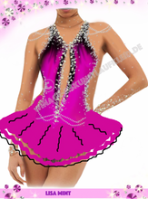 Lade das Bild in den Galerie-Viewer, - Schwarz Lila Kürkleid Eiskunstlaufklei Rollkunstlaufen Tanzkleid Tanzmariechen