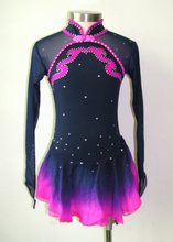 Lade das Bild in den Galerie-Viewer, - Schwarz Kürkleid Eiskunstlaufklei Rollkunstlaufen Tanzkleid Tanzmariechen