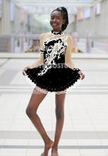 Lade das Bild in den Galerie-Viewer, Schwarz Kürkleid Eiskunstlaufklei Rollkunstlaufen Tanzkleid Tanzmariechen