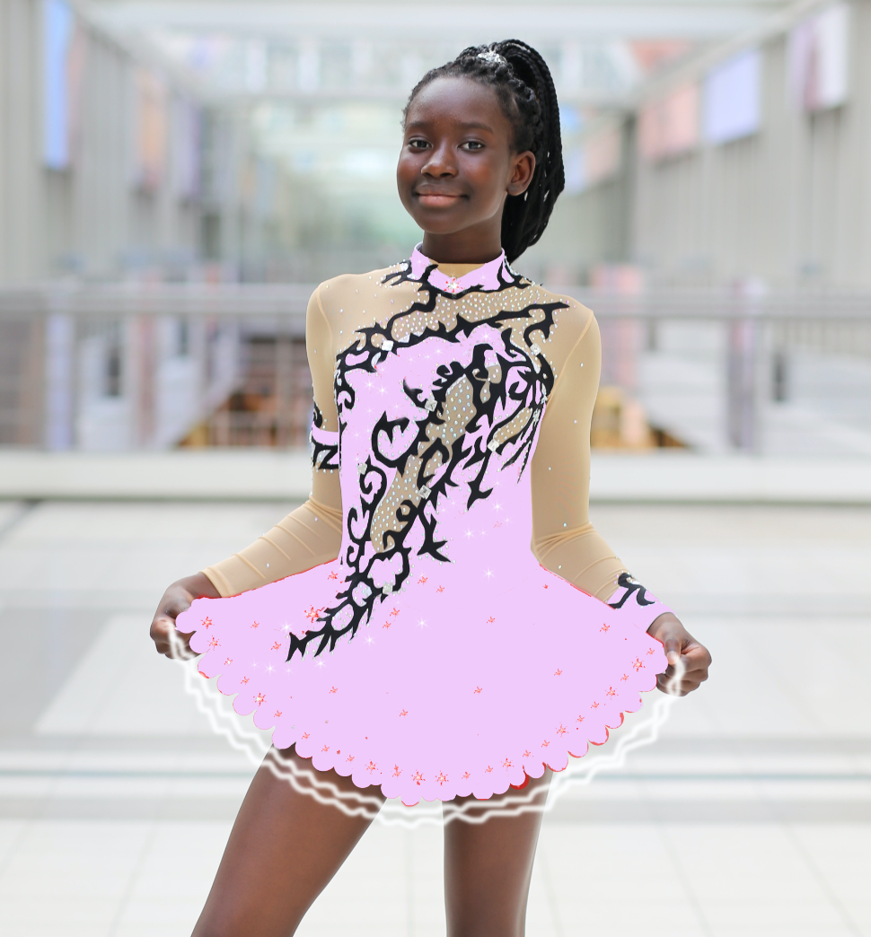 Figure skating dress pink sales