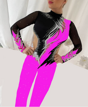 Lade das Bild in den Galerie-Viewer, Pink Ganzkörperanzug Catsuit Küranzug Voltigieranzug Luftakrobatik Anzug Showtanzkleid Circusanzug
