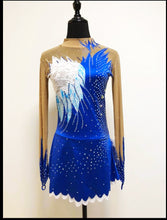 Lade das Bild in den Galerie-Viewer, Dunkelblau Eiskunstlaufkleid Rollkunstlaufen  Kürkleid Tanzkleid Tanzmariechen