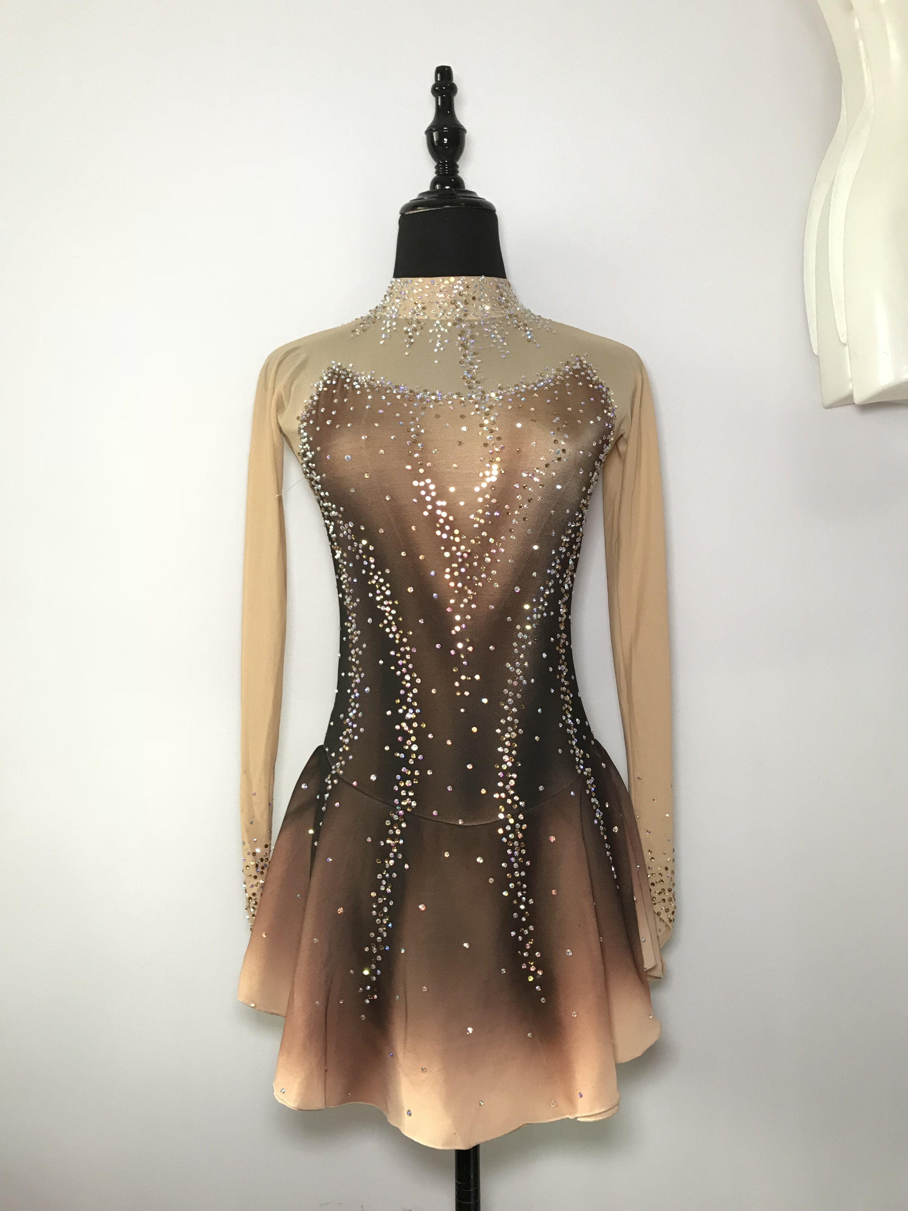 Black and gold figure skating dresses best sale