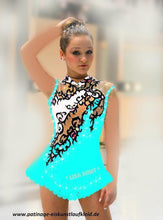 Lade das Bild in den Galerie-Viewer, Türkis Eiskunstlaufkleid Kürkleid Rollkunstlaufen Tanzkleid Tanzmariechen