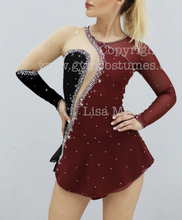 Lade das Bild in den Galerie-Viewer, Bordeaux Kürkleid Eiskunstlaufklei Rollkunstlaufen Tanzkleid Tanzmariechen