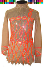 Lade das Bild in den Galerie-Viewer, Lachs Orange Kürkleid Eiskunstlaufklei Rollkunstlaufen Tanzkleid Tanzmariechen
