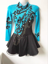 Lade das Bild in den Galerie-Viewer, Türkis Eiskunstlaufkleid Kürkleid Rollkunstlaufen Tanzkleid Tanzmariechen