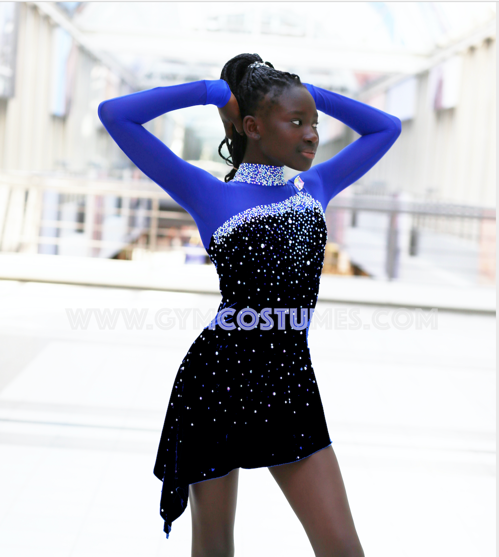 White Figure Skating Dress Fingerpoint Sleeves Ice Burkina