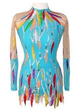 Lade das Bild in den Galerie-Viewer, Türkis Eiskunstlaufkleid Kürkleid Rollkunstlaufen Tanzkleid Tanzmariechen