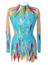 Lade das Bild in den Galerie-Viewer, Türkis Eiskunstlaufkleid Kürkleid Rollkunstlaufen Tanzkleid Tanzmariechen