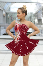 Lade das Bild in den Galerie-Viewer, -Bordeaux Kürkleid Eiskunstlaufklei Showtanzkleid Rock'n Roll  Tanzkleid Eistanzekleid