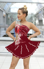 Lade das Bild in den Galerie-Viewer, -Bordeaux Showtanzkleid Karnevalkleid Faschingkleid Rock'n Roll Tanzkleid Tanzmariechen