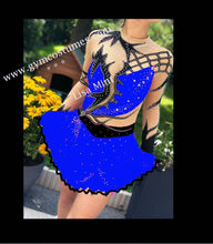 Lade das Bild in den Galerie-Viewer, -Blau Kürkleid Eiskunstlaufklei Showtanzkleid Rock'n Roll  Tanzkleid Eistanzekleid