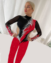Lade das Bild in den Galerie-Viewer, Rot Ganzkörperanzug Catsuit Küranzug Voltigieranzug Luftakrobatik Anzug Showtanzkleid Circusanzug