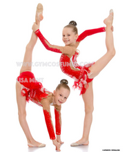 Lade das Bild in den Galerie-Viewer, -Rot Sportakrobatik Anzug für rhythmische Gymnastik RSG-Anzug
