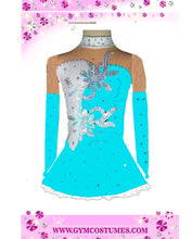 Lade das Bild in den Galerie-Viewer, Türkis Weiß Eiskunstlaufkleid Kürkleid Rollkunstlaufen Tanzkleid Tanzmariechen