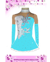 Lade das Bild in den Galerie-Viewer, Türkis Weiß Eiskunstlaufkleid Kürkleid Rollkunstlaufen Tanzkleid Tanzmariechen
