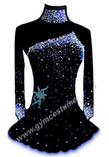 Lade das Bild in den Galerie-Viewer, Blau Schwarz Kürkleid  Eiskunstlaufkleid Tanzkleid Tanzmariechen  Kleid