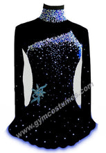 Lade das Bild in den Galerie-Viewer, Blau Schwarz Kürkleid  Eiskunstlaufkleid Tanzkleid Tanzmariechen  Kleid