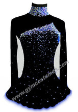 Lade das Bild in den Galerie-Viewer, Blau Schwarz Kürkleid  Eiskunstlaufkleid Tanzkleid Tanzmariechen  Kleid