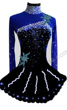 Lade das Bild in den Galerie-Viewer, Blau Schwarz Kürkleid  Eiskunstlaufkleid Tanzkleid Tanzmariechen  Kleid