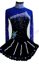 Lade das Bild in den Galerie-Viewer, Blau Schwarz Kürkleid  Eiskunstlaufkleid Tanzkleid Tanzmariechen  Kleid