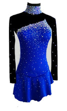 Lade das Bild in den Galerie-Viewer, Blau Schwarz Kürkleid  Eiskunstlaufkleid Tanzkleid Tanzmariechen  Kleid