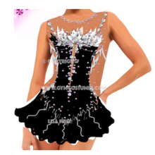 Lade das Bild in den Galerie-Viewer, -Blau Kürkleid Eiskunstlaufklei Showtanzkleid Rock'n Roll  Tanzkleid Eistanzekleid