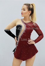 Lade das Bild in den Galerie-Viewer, Bordeau Kürkleid Eiskunstlaufklei Rollkunstlaufen Tanzkleid Tanzmariechen