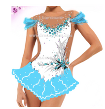 Lade das Bild in den Galerie-Viewer, -Blau Kürkleid Eiskunstlaufklei Showtanzkleid Rock'n Roll  Tanzkleid Eistanzekleid
