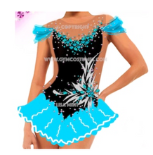 Lade das Bild in den Galerie-Viewer, -Blau Kürkleid Eiskunstlaufklei Showtanzkleid Rock'n Roll  Tanzkleid Eistanzekleid