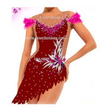 Lade das Bild in den Galerie-Viewer, -Blau Kürkleid Eiskunstlaufklei Showtanzkleid Rock'n Roll  Tanzkleid Eistanzekleid