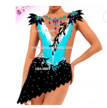 Lade das Bild in den Galerie-Viewer, -Blau Kürkleid Eiskunstlaufklei Showtanzkleid Rock'n Roll  Tanzkleid Eistanzekleid
