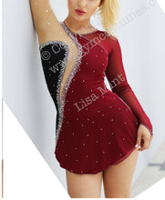 Lade das Bild in den Galerie-Viewer, Bordeaux Kürkleid Eiskunstlaufklei Rollkunstlaufen Tanzkleid Tanzmariechen