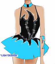 Lade das Bild in den Galerie-Viewer, Türkis Weiß Eiskunstlaufkleid Kürkleid Rollkunstlaufen Tanzkleid Tanzmariechen