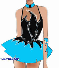 Lade das Bild in den Galerie-Viewer, Türkis Weiß Eiskunstlaufkleid Kürkleid Rollkunstlaufen Tanzkleid Tanzmariechen