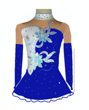 Lade das Bild in den Galerie-Viewer, Blau Türkis Eiskunstlaufkleid Rollkunstlaufen  Kürkleid Tanzkleid Tanzmariechen