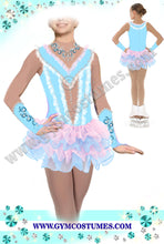 Lade das Bild in den Galerie-Viewer, Türkis Weiß Eiskunstlaufkleid Kürkleid Rollkunstlaufen Tanzkleid Tanzmariechen