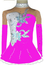 Lade das Bild in den Galerie-Viewer, Pink Eiskunstlaufkleid Kürkleid Rollkunstlaufen Tanzkleid Tanzmariechen