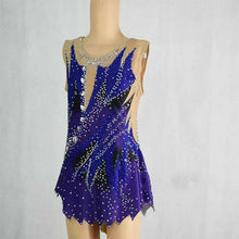 Lade das Bild in den Galerie-Viewer, Dunkelblau Eiskunstlaufkleid Rollkunstlaufen  Kürkleid Tanzkleid Tanzmariechen